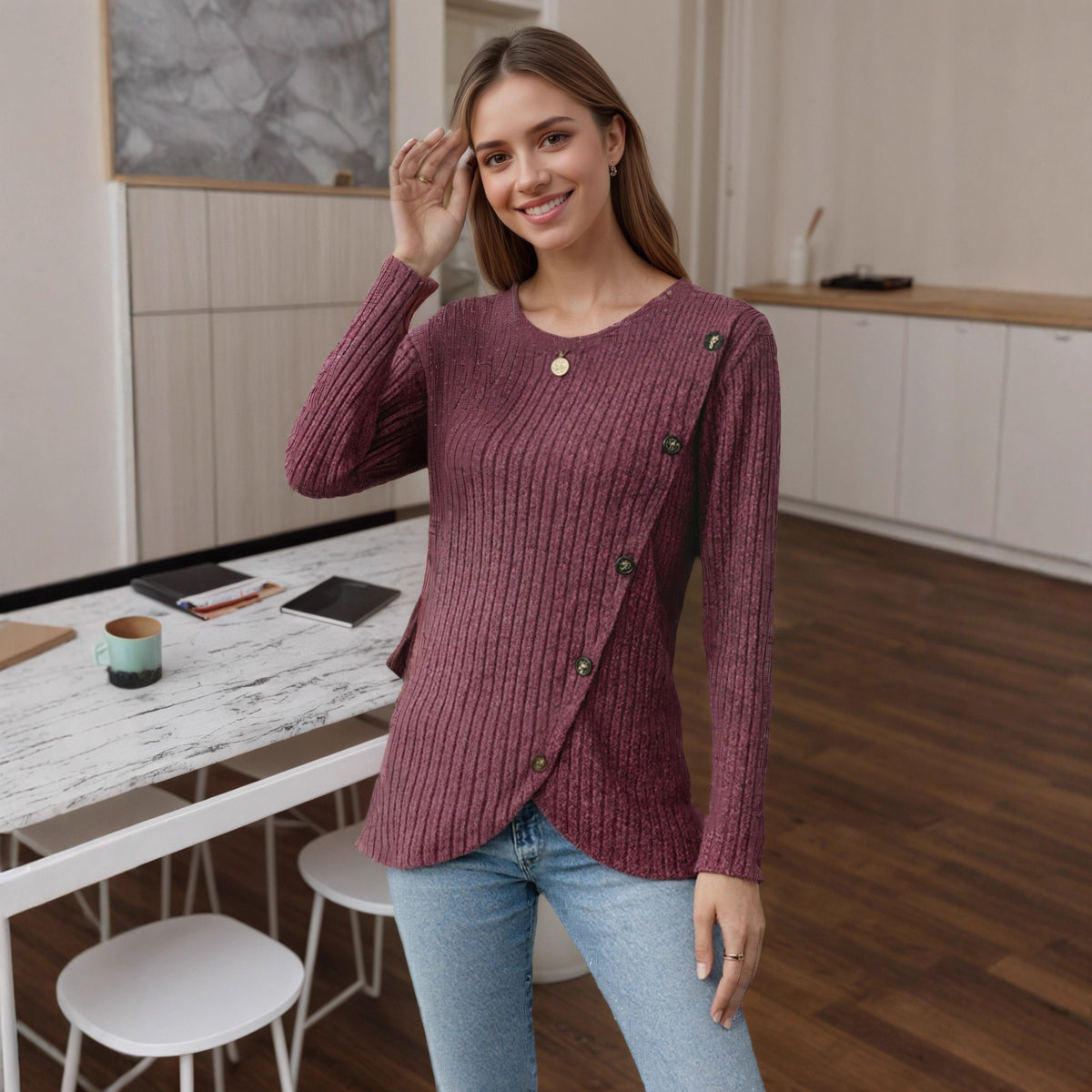Long sleeved casual t-shirt