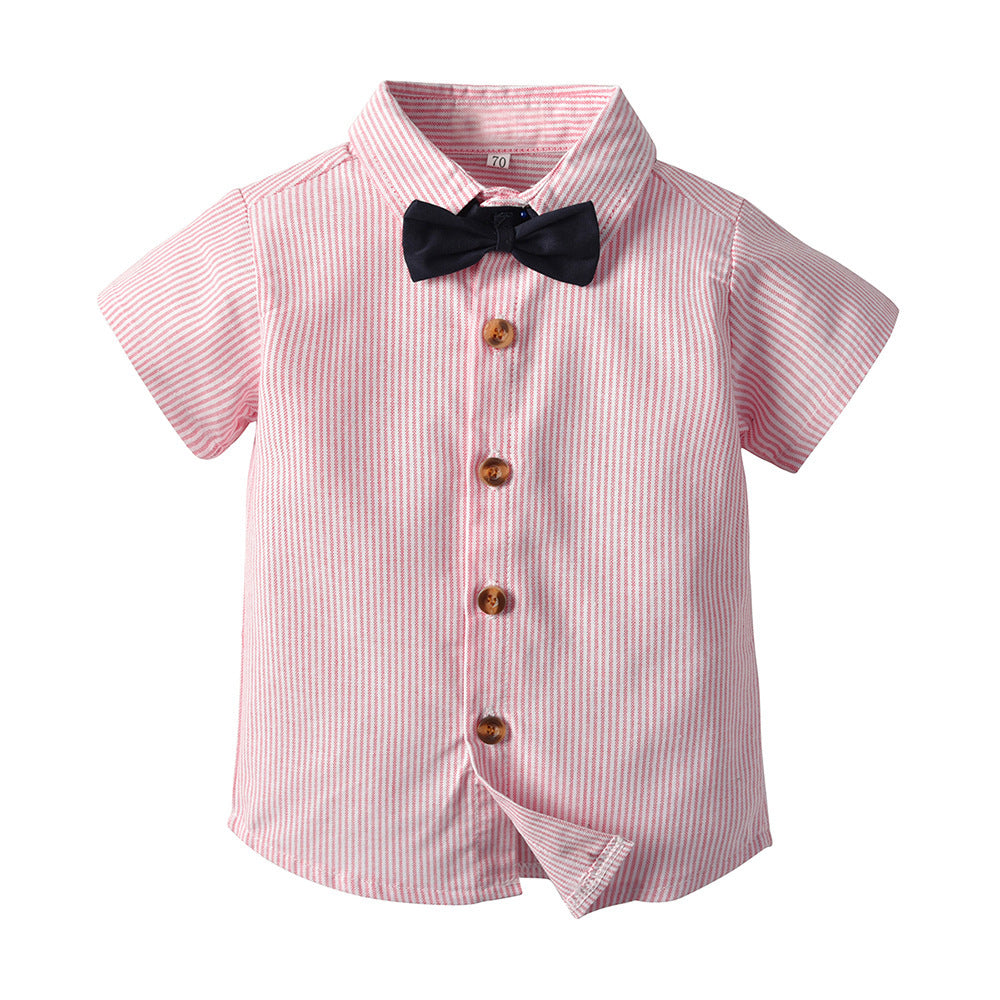 Classic Stripe Short Sleeve Shirt and Shorts Set
