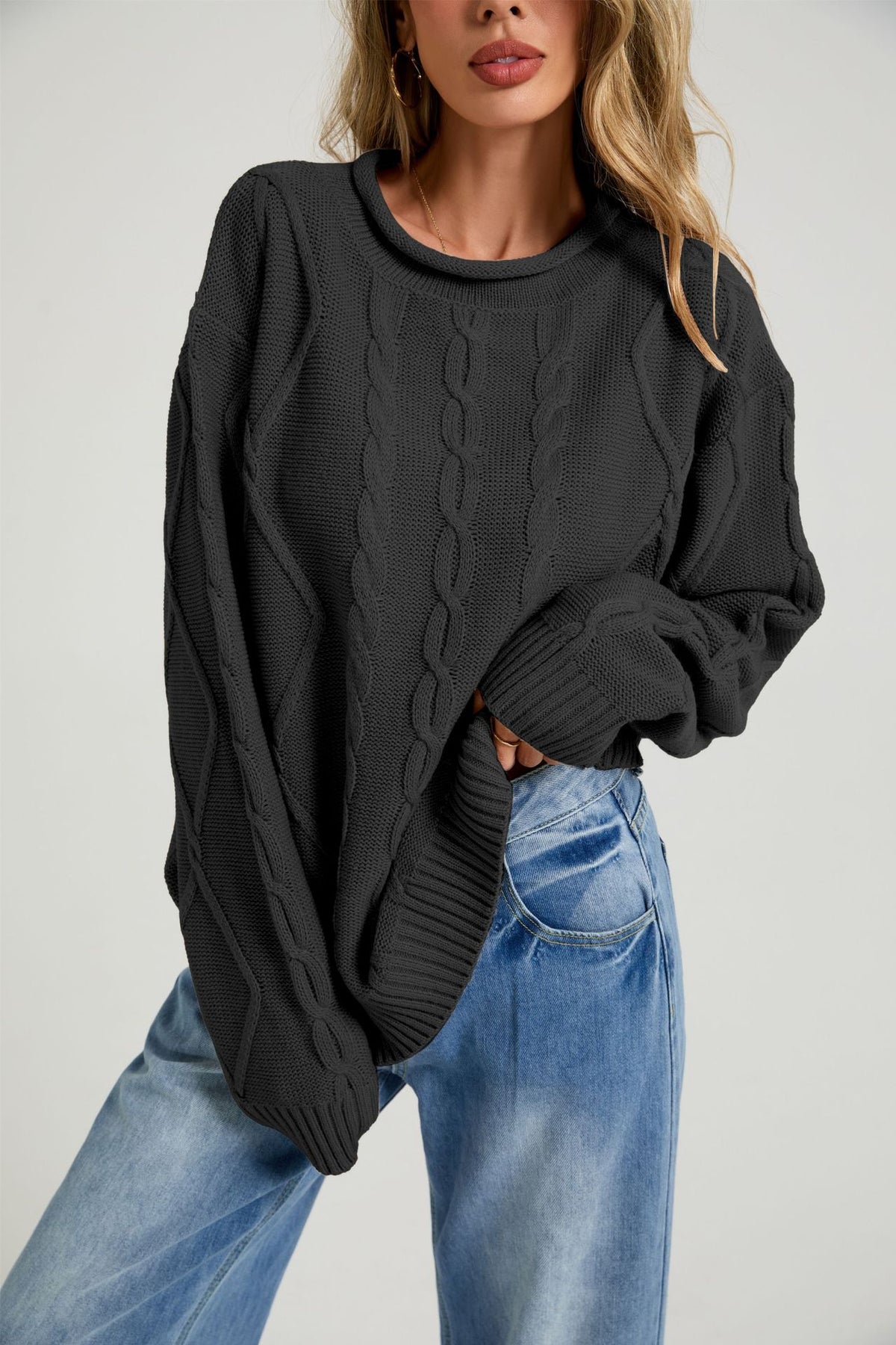Loose round neck sweater