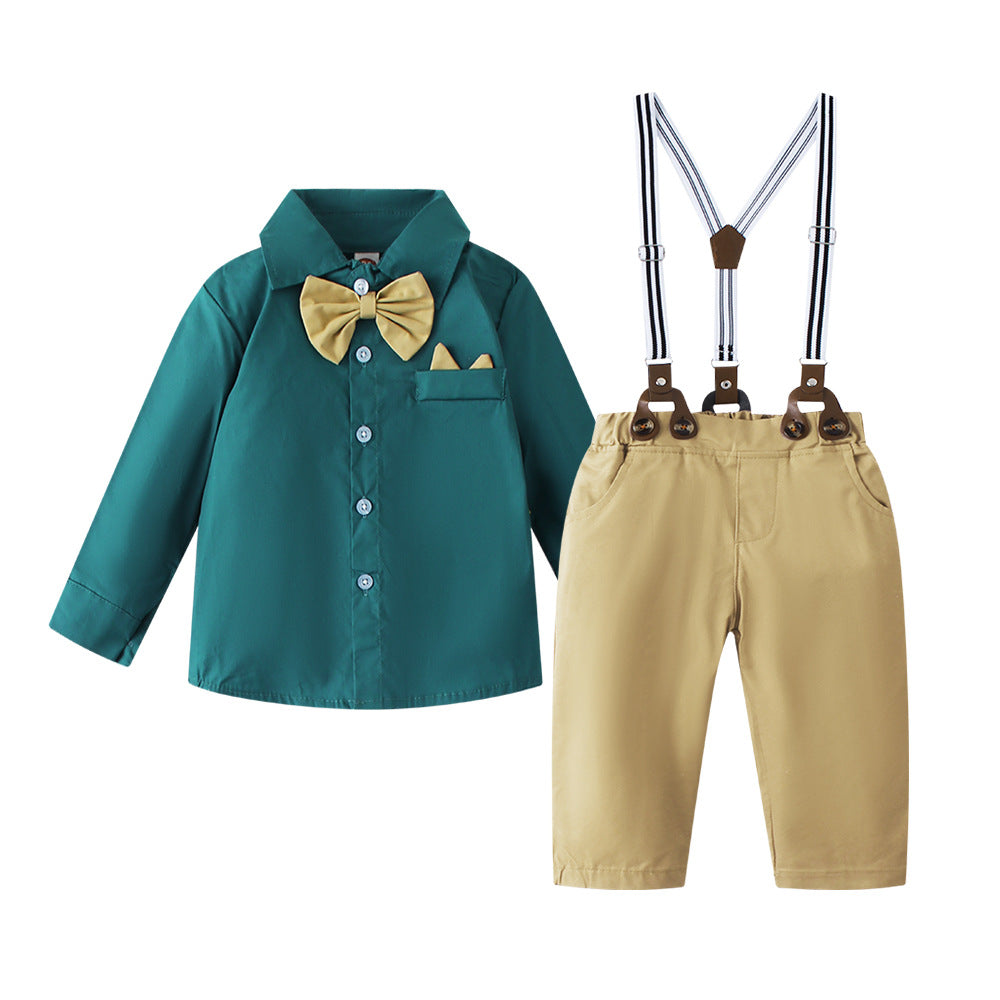 Long Sleeve Shirt Long Pants Gentleman Three-Piece Suit