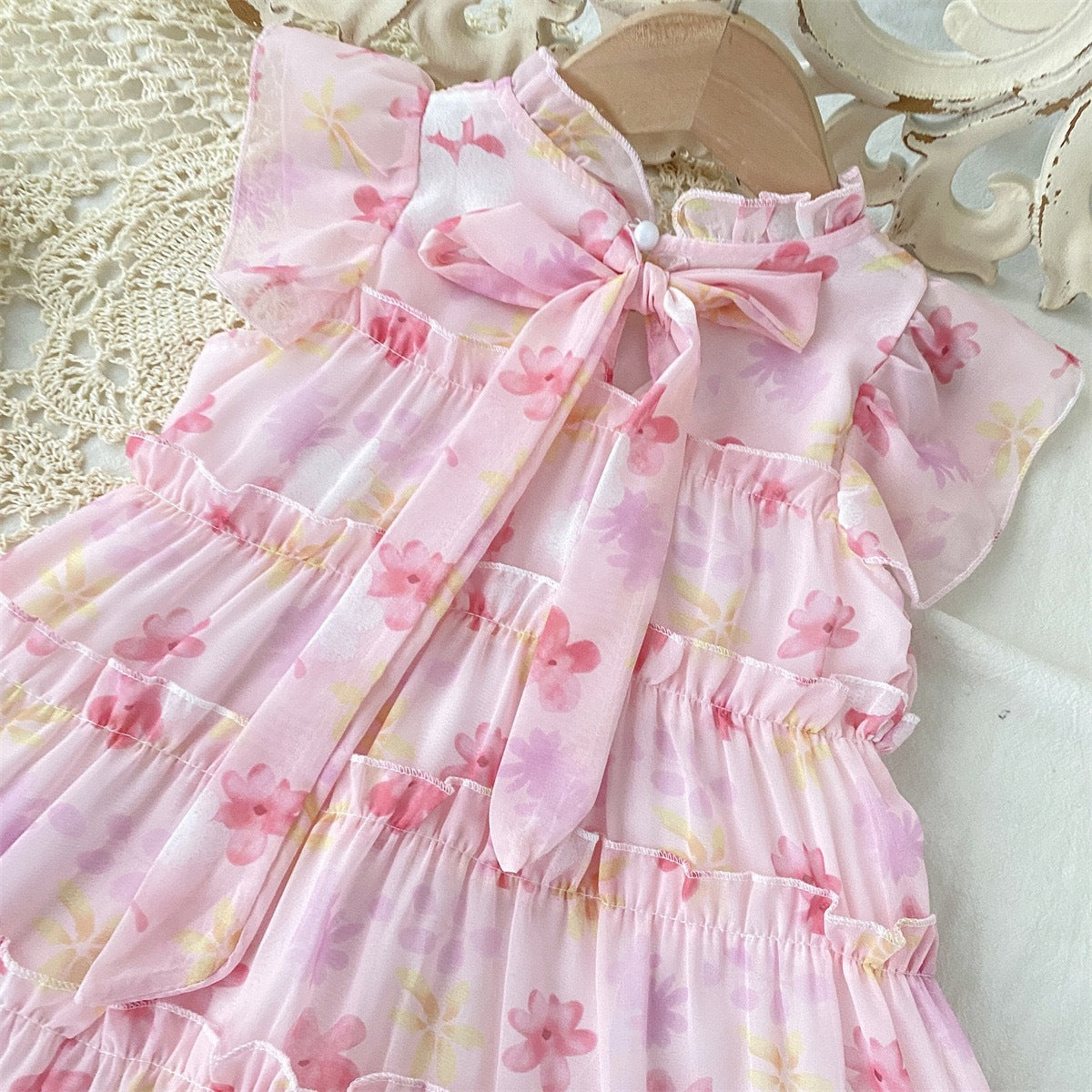 Floral Dress for Girls Summer Fashion Princess Design Chiffon Fairy Dress for Children