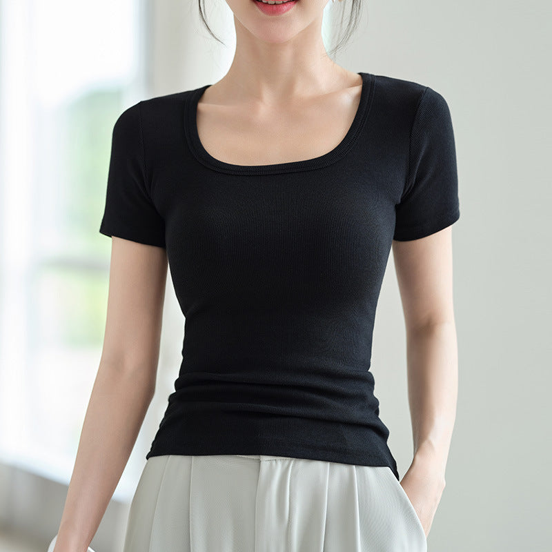 Square collar t-shirt