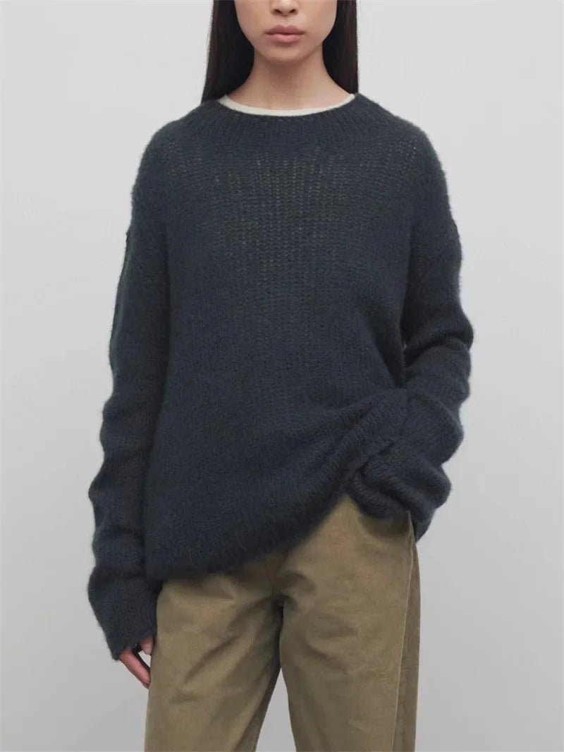 Wool cashmere long sleeved sweater