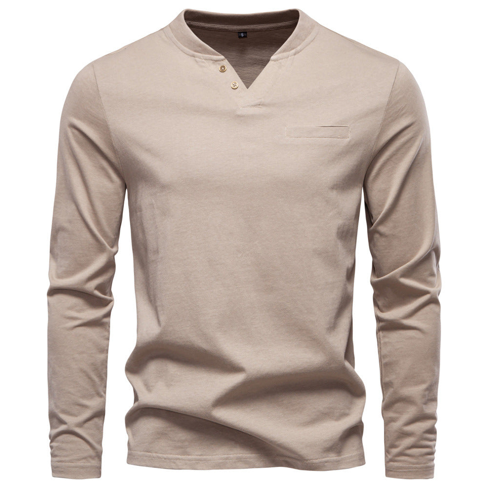 Long-Sleeve Henley Shirt.