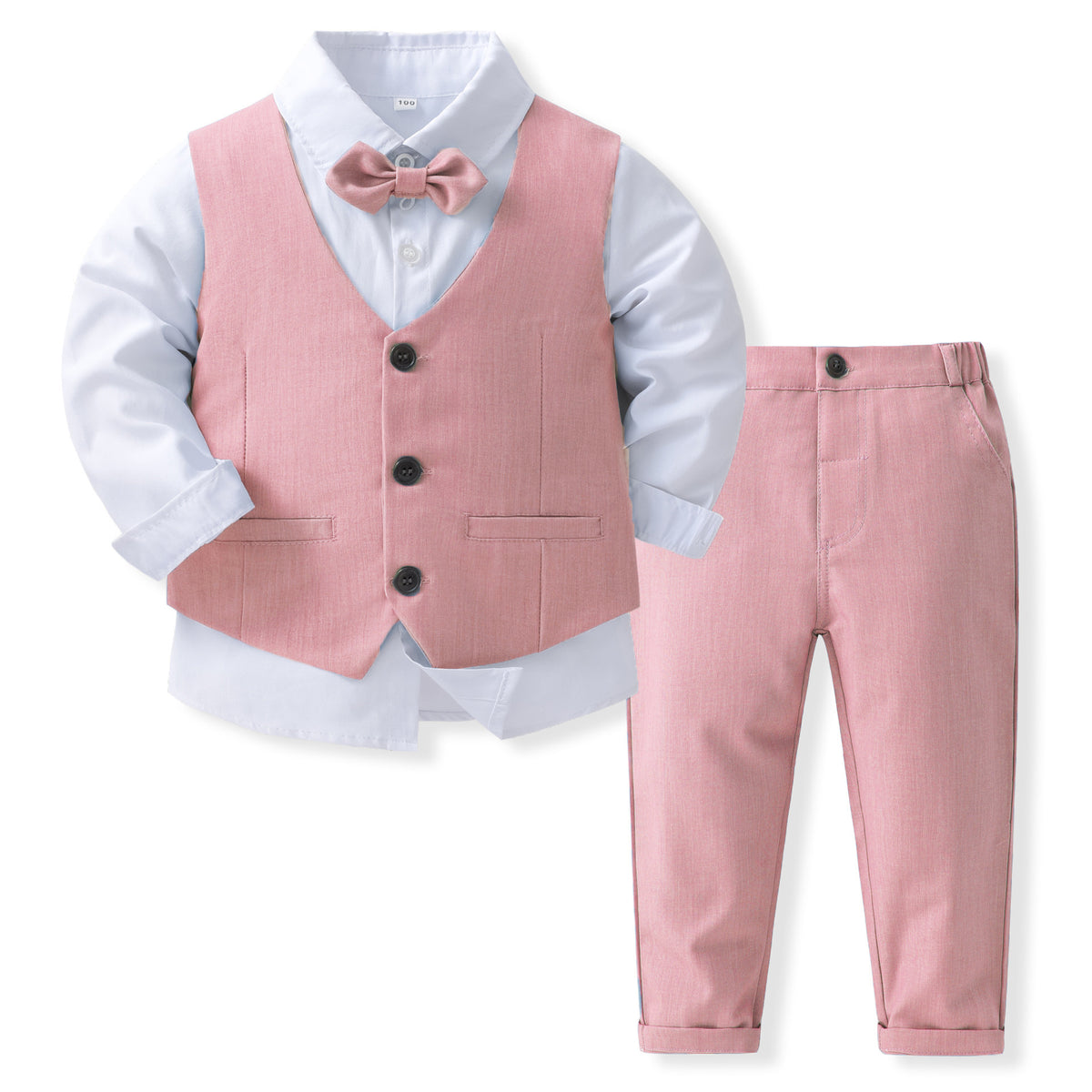 Formal Three-Piece Suit Set With Lapel Flower Vest