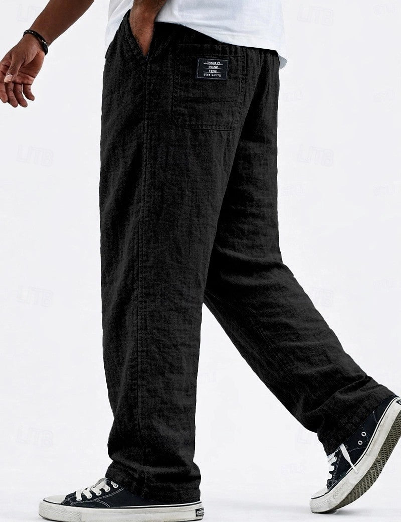 Cotton-Linen Straight Leg Wide Pants