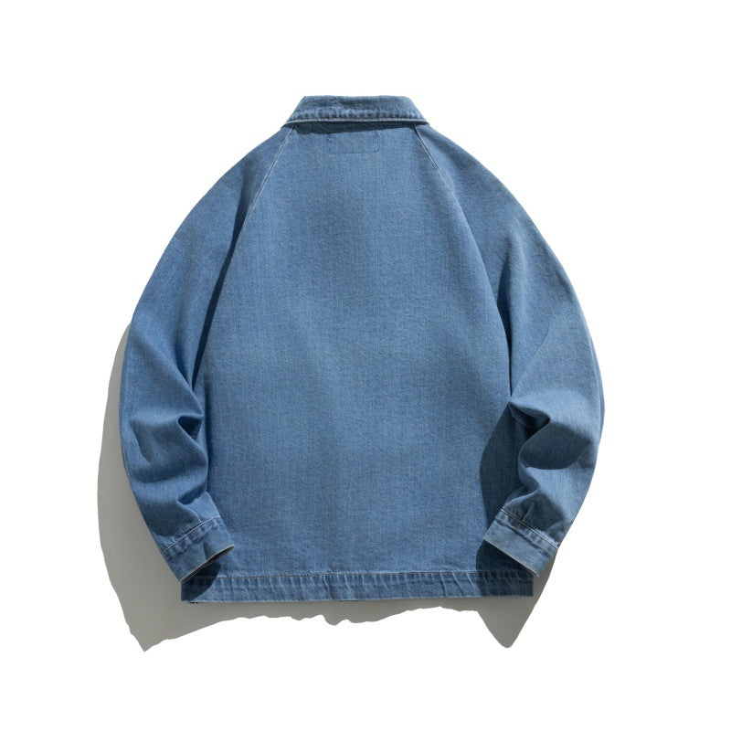 Washed Distressed Oversized Short Denim Jacket