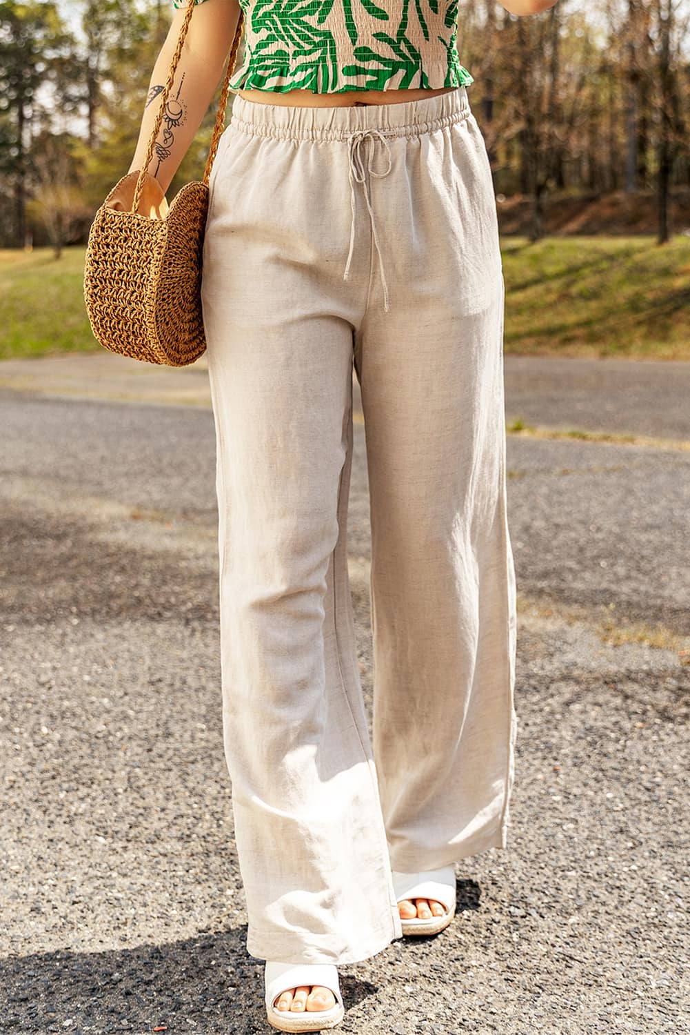 Apricot Linen Pants